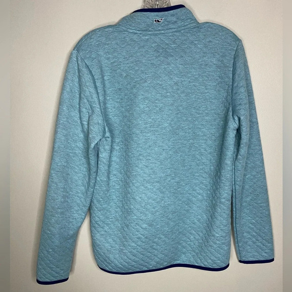 Vineyard Vines girls size XL quilted light blue navy trim pullover - Picture 5 of 8